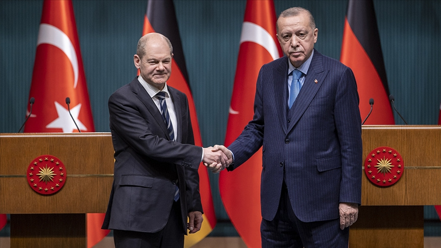 Genel Cumhurbaşkanı Erdoğan, Olaf Scholz ile görüştü