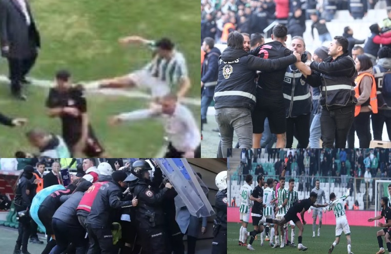 Bursa-Diyarbekir maçında tekme tokatlı kavga!