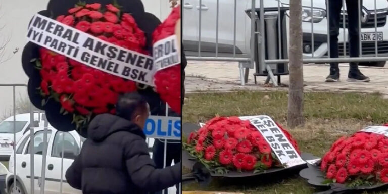 Meral Akşener’in çelengi şehit cenazesinden kaldırıldı