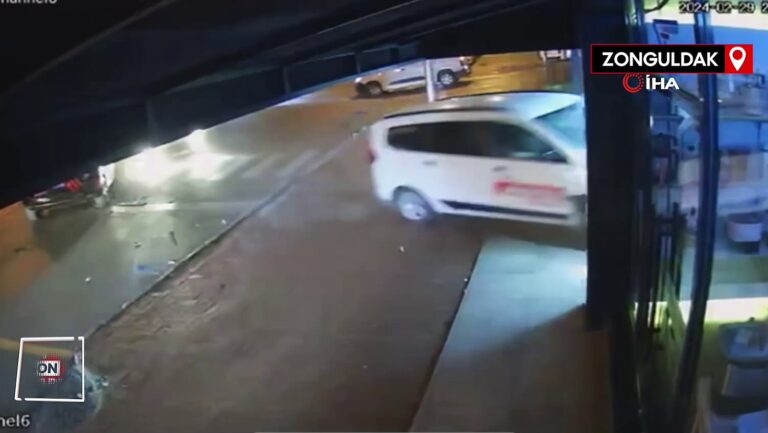 Zonguldak’ta kaza yapan araç beyaz eşya dükkanına girdi
