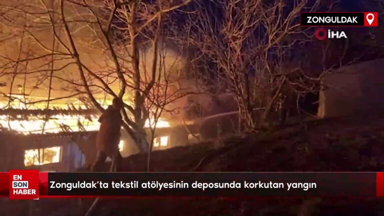Zonguldak’ta tekstil atölyesinin deposunda korkutan yangın