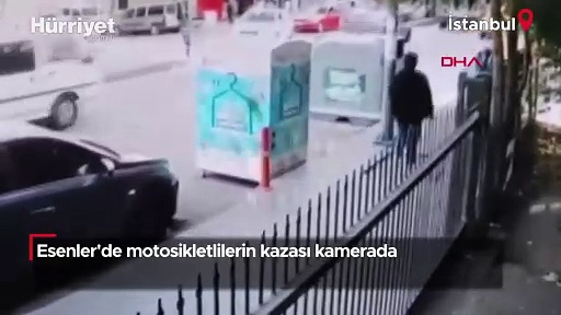 Esenler’de motosikletlilerin kazası kamerada