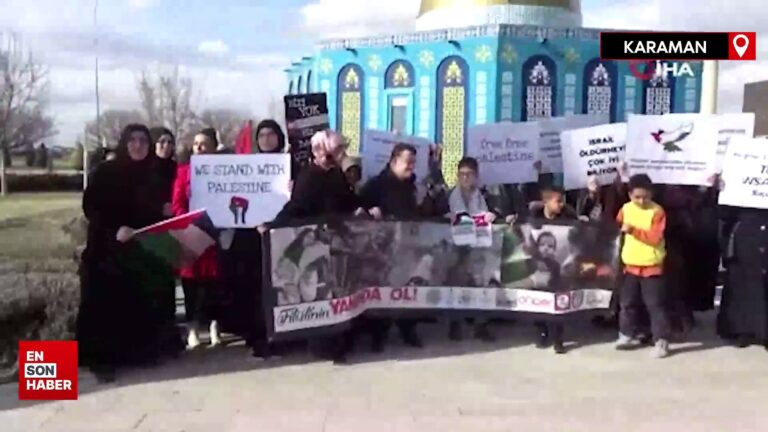 Karaman’da kadınlardan İsrail’e ‘bebek kefenli’ protesto